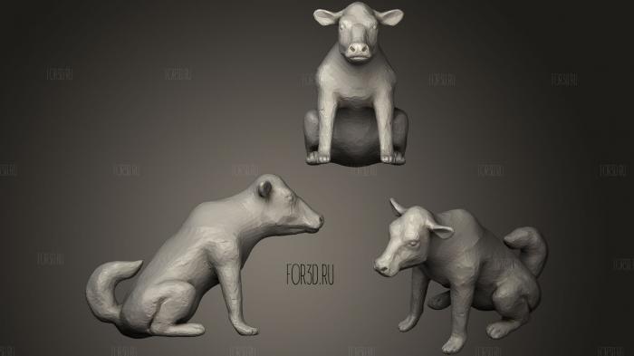 Cow Faced Dog stl model for CNC